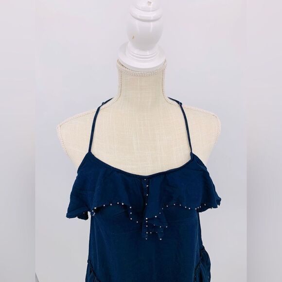 Free People navy ruffle cami top with cross back S - Picture 5 of 7